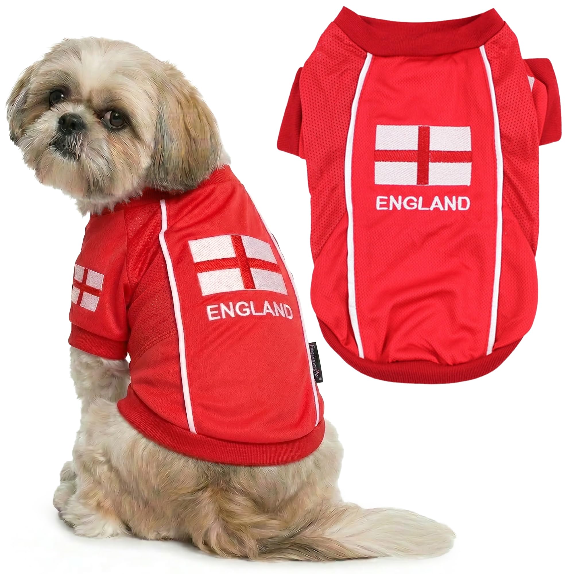 Parisian Pet Dog Team England Jersey Soccer Olympic Small to Medium Dogs and Cats, M