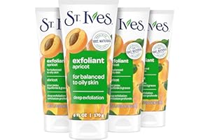 St. Ives Fresh Skin Apricot Face Scrub, Deep Exfoliator Skin Care for Clean, Glowing Skin, Oil-free Facial Scrub Made with 100% Natural Exfoliants, 6 oz, 4 Pack