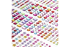 FEMBW 1200+ PCS Self Adhesive Gems Stickers,14 Sheets Rhinestone Stickers for DIY Craft,8 Shapes Sparkle Jewels for Nail Body Makeup Festival