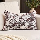 Alerfa Burgundy Neutral Floral Pillow Cover 12 x 20 Inch, Vintage Chenille Rectangle Couch Pillow Cover Soft Decorative Farmhouse Accent Pillowcase for Living Room Bedroom