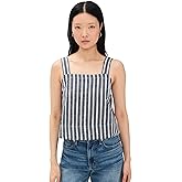 Madewell Women's Square Neck Top in Linen Blend Stripe