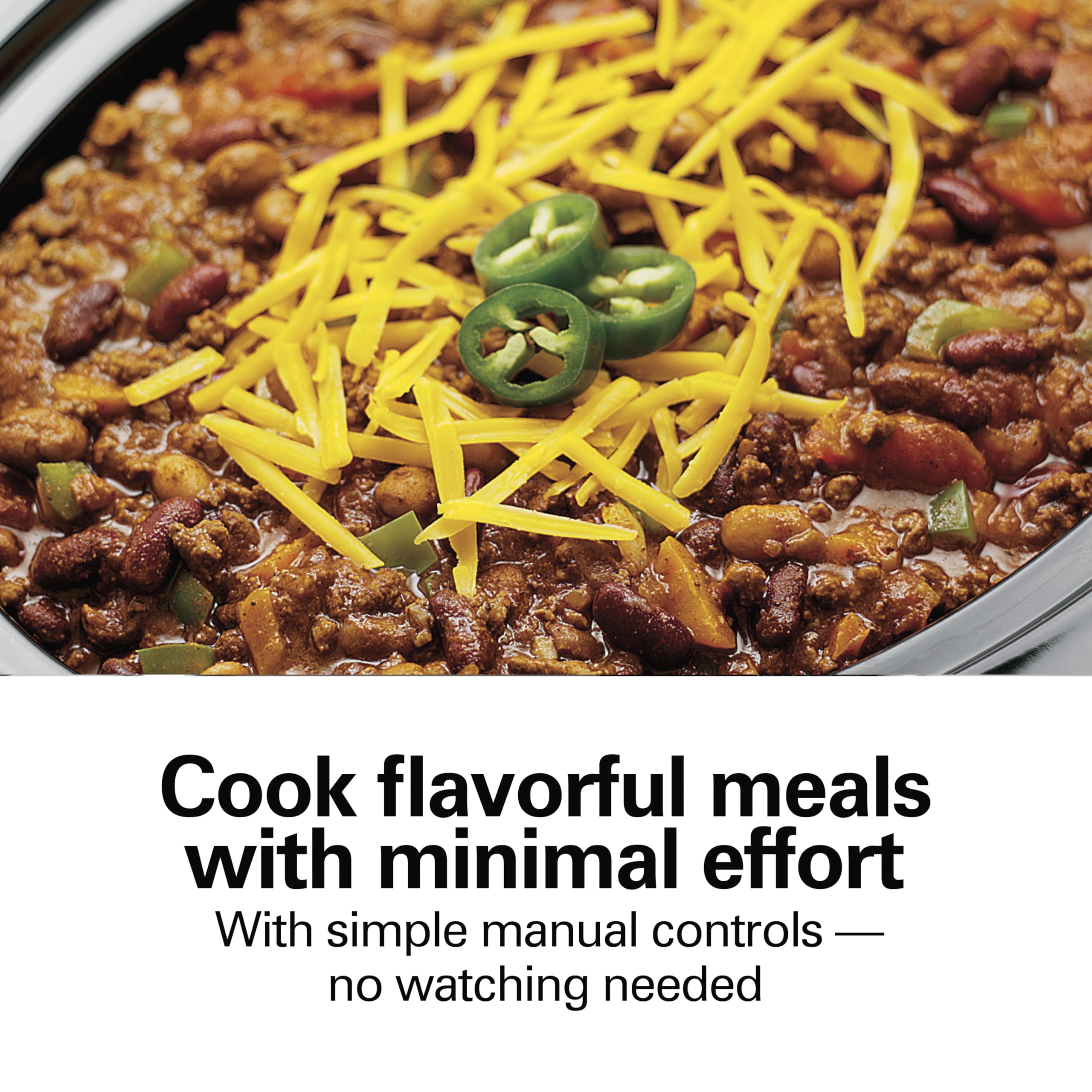 Hamilton Beach 7-Quart Portable Slow Cooker Serves 8+, Dishwasher Safe Crock, Lid Latch Strap for Travel, Brushed Silver