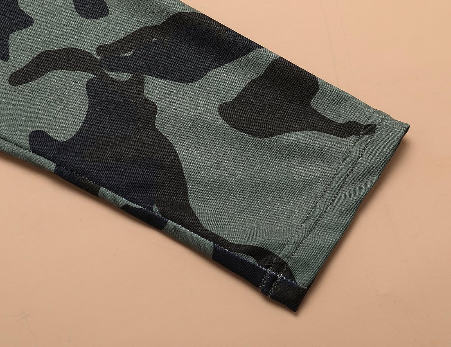 fancyku women's camouflage long sleeve v neck t-shirt top army green