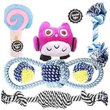 Dog Toys Puppy Teething Toys Small Dog Chew Toys Small Breed Dog Toys 5 Pcs（4 Donuts & 1 Hamburger