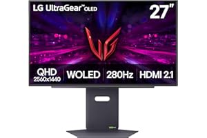 LG 27GX700A-B 27-inch Ultragear QHD (2560 x 1440) OLED Gaming Monitor, 280Hz, 0.03ms, NVIDIA G-Sync, AMD FreeSync Premium Pro, VESA DisplayHDR TrueBlack500, with up to DCI-P3 99.5%, HDMI 2.1, Black