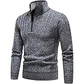 Mylldey Quarter Zip Sweater Men's Pullover Sweaters Knit Long Sleeve Sweater Mens