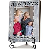 Housewarming Picture Frame, New Home New Memories-4 x 6 Inch Blue Wooden Grain Tabletop Frame, Unique Housewarming Gift, Moving in Present Homeowners Couple, Rustic Home Decor for Desk-A25