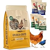 Hatortempt 5lb Grubs &amp; Grits Chicken Grit, Duck Food, Chicken Feed | Chicken Grit, Oyster Shell for Chickens, Black Soldier Fly Larvae &amp; Mealworms - Hand Inspected Chicken Treats - Chicken Food