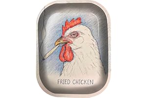 IMPRESSED.CO Fried Chicken Tobacco Rolling Tray - 7" X 5" Cigarette Smoking Accessories Trays for Men and Women - Unique Funny Cool Unisex Metal Design Raw Tobacco Small Roller Plate