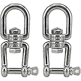 MAMDAFAON 2PCS 1/4"(M6) Eye x Jaw Swivel Anchor Connector Clevis Double Shackle,304 Stainless Steel