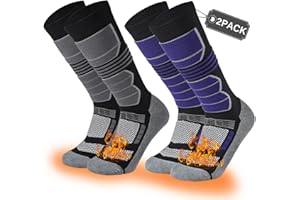 COOVAN Ski Socks Mens Womens 2 Packs Warm Winter Thermal Socks for Snow Snowboarding Knee High Compression Socks