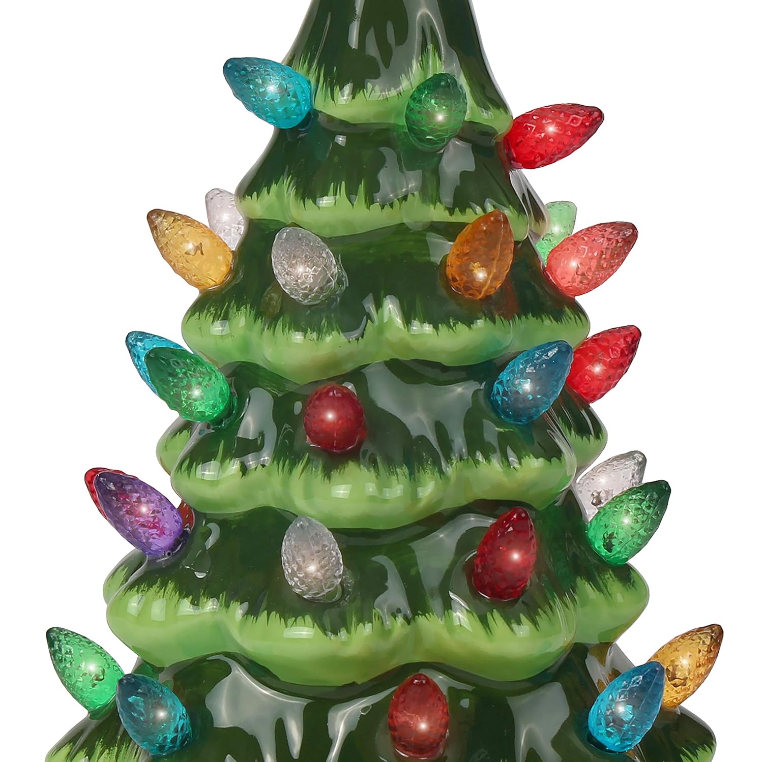 Lighted Vintage Ceramic Tree 6 75 Small Green Christmas Tree Multicolored Lights Tabletop Christmas Tree With Lights Ceramic Christmas Tree Trees Home Decor Urbytus Com