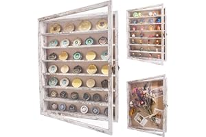 GMFrames 16x20 Wooden Shadow Box Frame with Removable Shelves Deep Display Case for Military Medals Keepsakes White