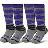 SoxLabFit Winter Warm Kids Ski Socks - 2 Pairs Merino Wool Thermal Skiing Socks for Boys, Girls, Youth, Toddlers