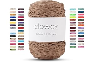 Clowex Polyester Soft Macrame Cord 2.5-3mm, 191 Yards x 1/9 inc Turkish Polyester Rope, Braided Macrame Yarn for DIY Crafts, Plant Hanger, Wall Hanging, Macrame Bag