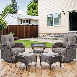 HUMMUH 5 Pieces Wicker Patio Furniture Set,Outdoor
