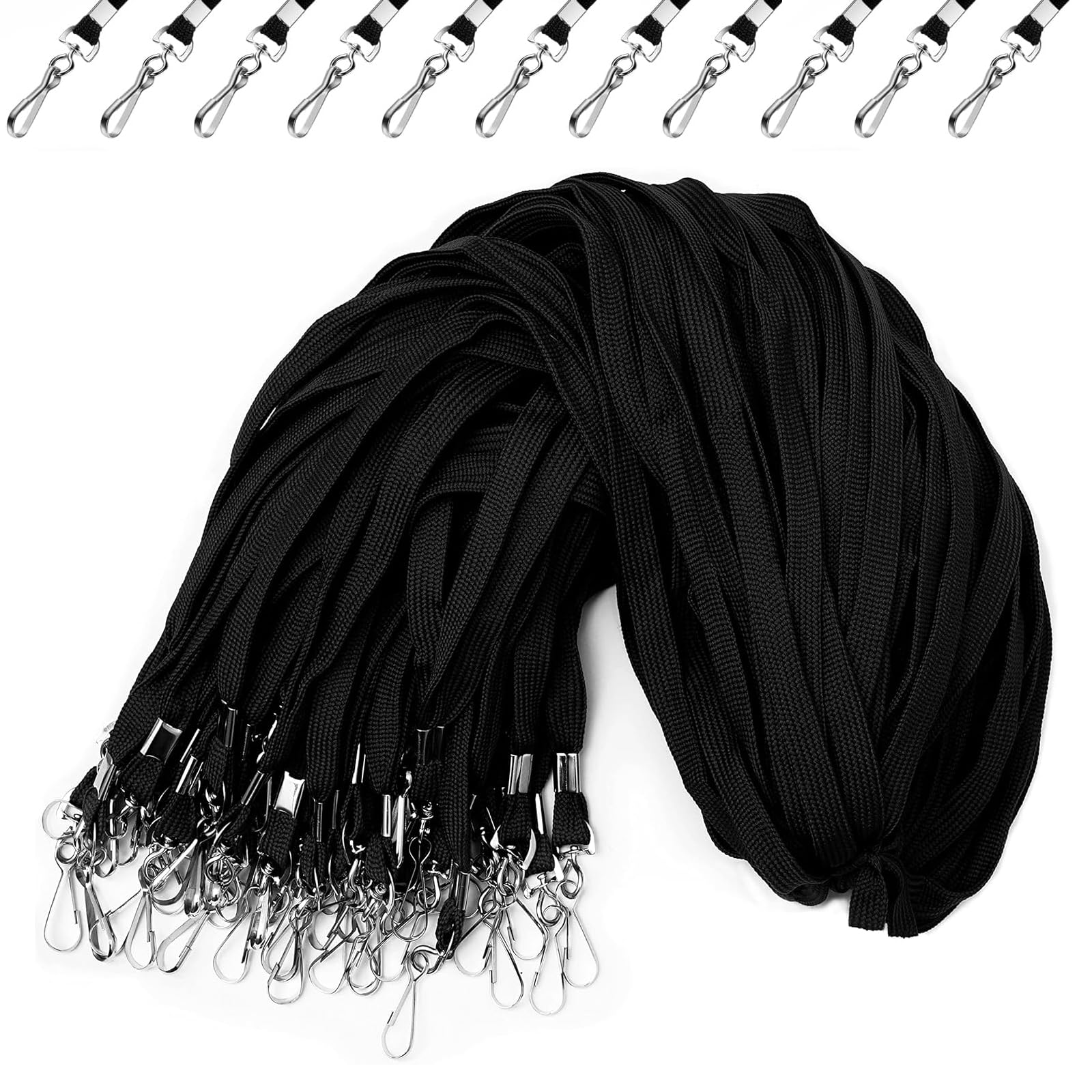 newsbirds 50 Packs Lanyards for ID Badges Black Bulk Lanyards, Lanyards with Swivel Hook Clips Bulk Lanyards for Neck Name Badge Holder,Id Card,Keys Strap