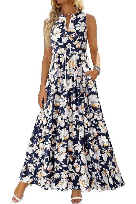 Vestidos Largos Vestido Boho Verano 2025 Largo, Sin Mangas Con