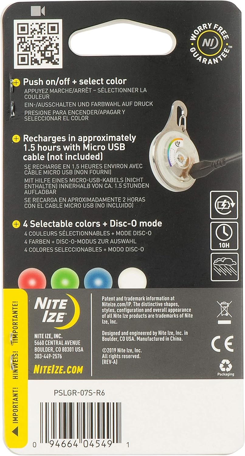 Nite Ize Spotlit XL LED Collar Light, Carabiner Clip Dog Light, USB Rechargeable, Disc-O Select Color-Changing Light : Pet Supplies