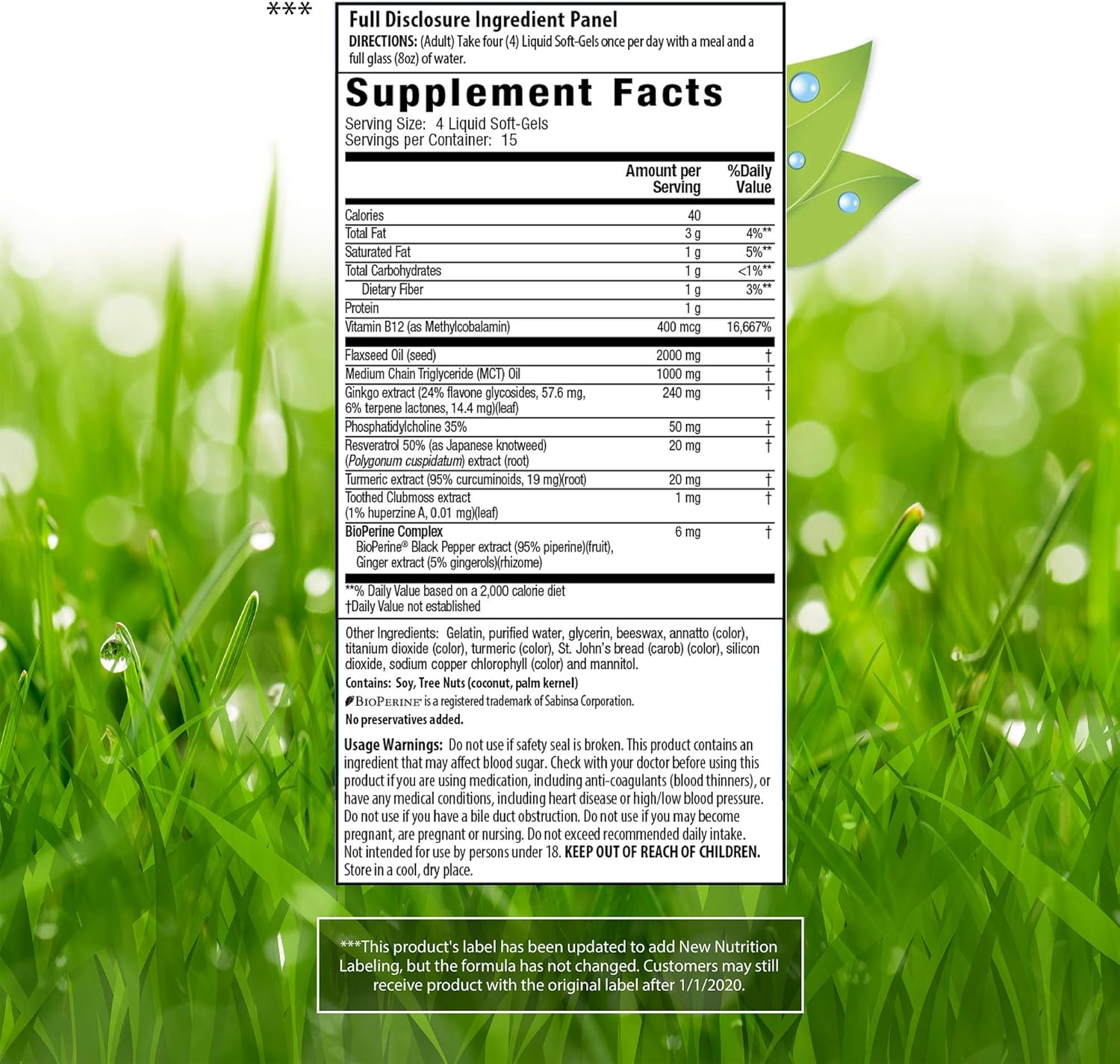 Irwin Natural Double-Potency Gingko Biloba 240mg Extra Strength Brain Health Supplement - Enhance Memory, Mental Focus, Alertness, Concentration & Herbal Energy Booster - 60 Liquid Softgels: Health & Personal Care