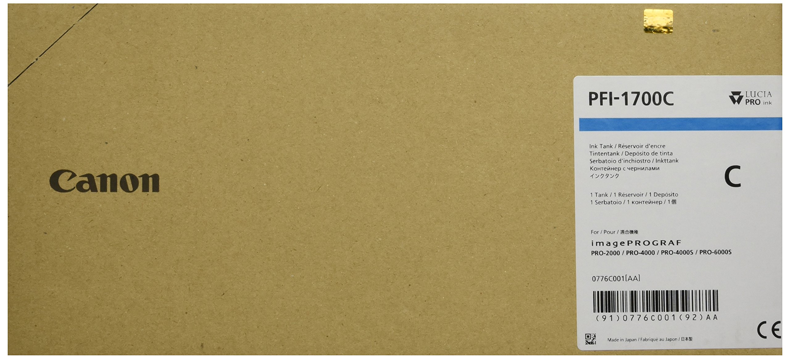 CANON PFI-1700 Ink Cyan Standard Capacity 700 ml Pack of 1 iPF Pro2000/4000/4000S/6000S