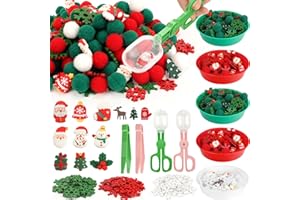 Y-FABKKI Christmas Sensory Bin Filler - 184 Pcs Christmas Fine Motor Toys, Colorful Counting Sorting Winter Decor for Kids, Pompoms Cups Tweezers Scissor Clips Xmas Resin for Preschool Education Activities