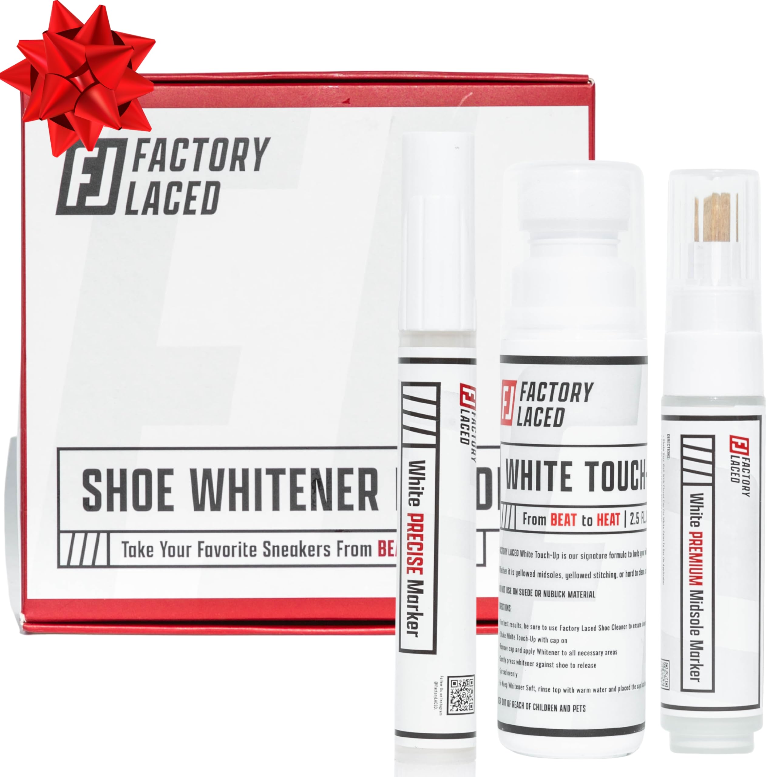 Photo 1 of FACTORY LACED Shoe Whitener Bundle - White Shoe Cleaner Includes: White Touch Up, Premium Midsole Marker and Precision Marker - Safe on Leather, Canvas, Vinyl, Nylon and More