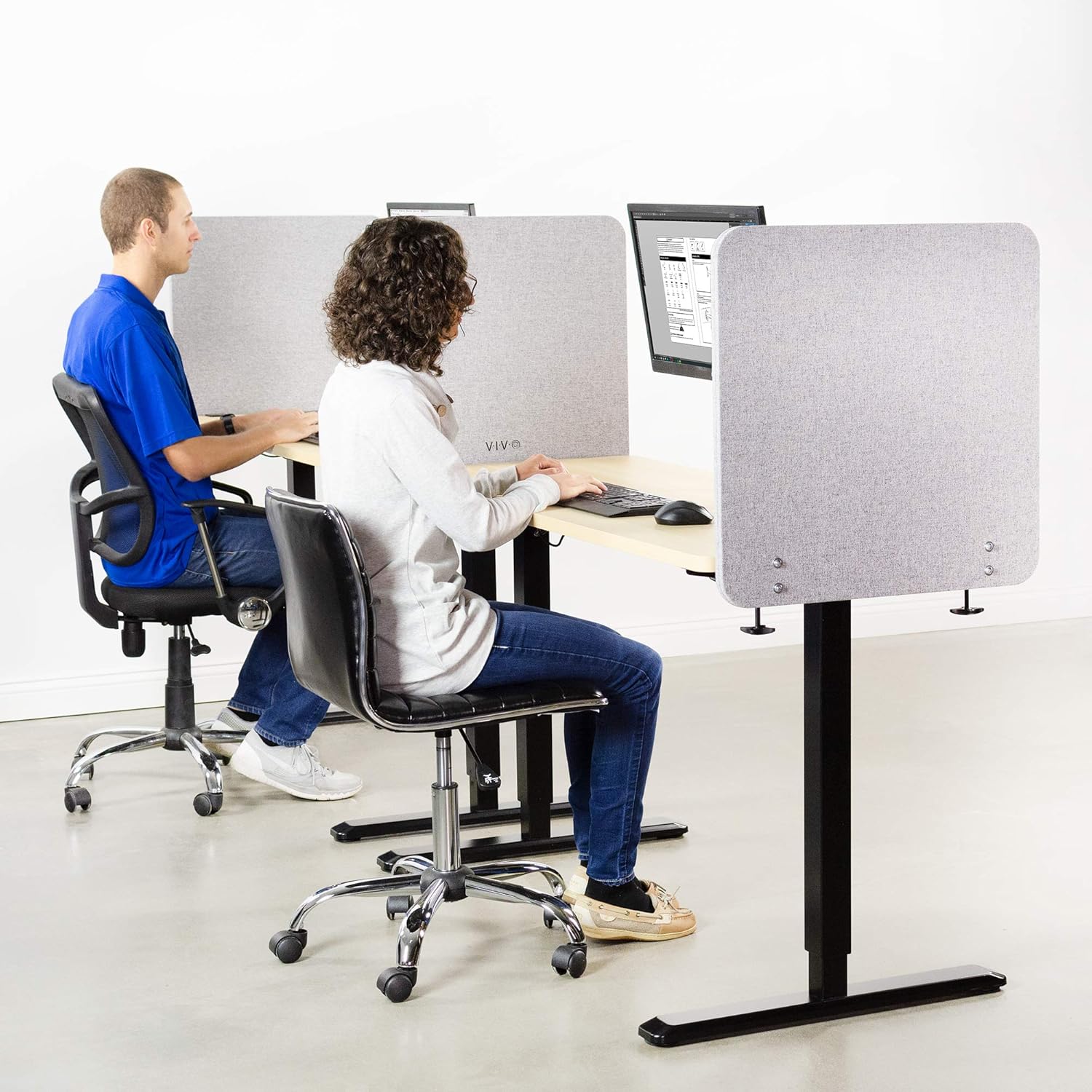 VIVO Gray Clamp-on 24 x 24 inch Privacy Panel, Sound Absorbing Cubicle Desk Divider, Acoustic Partition, PP-1-V024G: Computers & Accessories