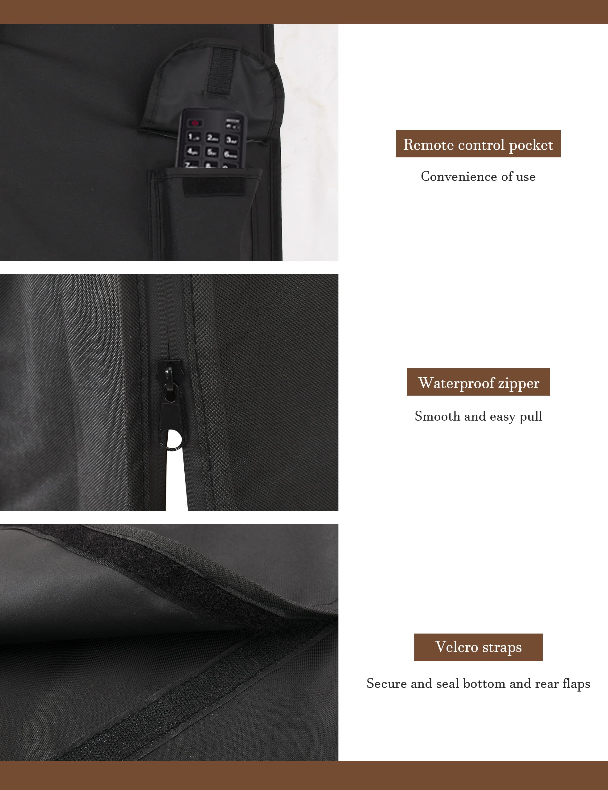 iBirdie Outdoor TV Cover 40 to 43 inch Waterproof, Cover Size 39.5''W x 25''H, Weatherproof, with Zipper for Outside Flat Screen 40 to 43 inch TV, Black, 600D Thick Fabric Protector