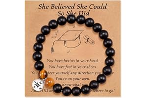 YELUWA Graduation Gifts for Him/Her 2024, College High School Graduation Gift 2024, Natural Stone Compass/Heart Bracelets for Senior Class of 2024 Women Men Girl with Wish Card Jewelry Gift Box