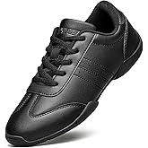 BAXINIER Youth Girls White Cheerleading Dancing Shoes Athletic Training Tennis Walking Breathable Competition Cheer Sneakers