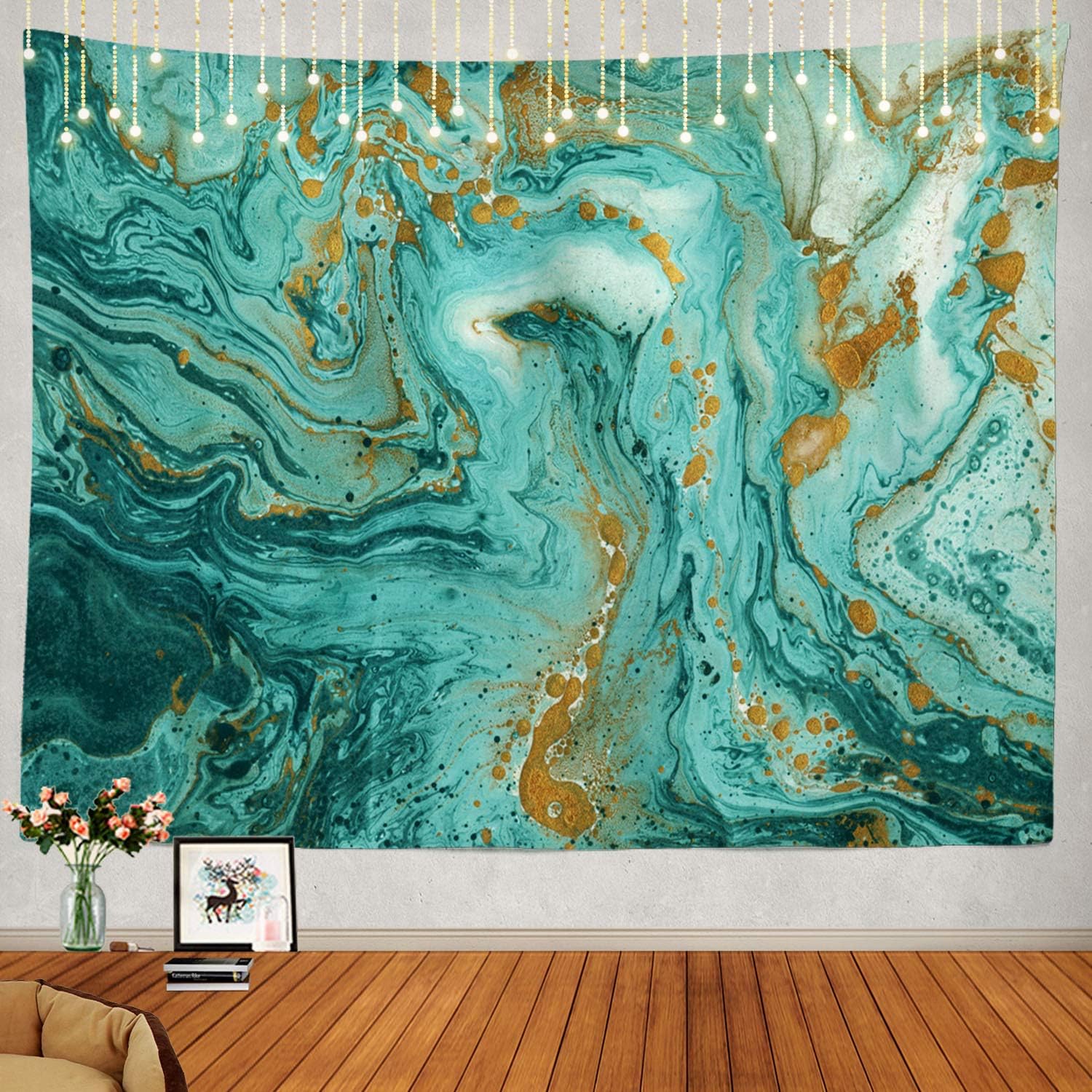 Shrahala Beautiful Tapestry, Green Gold Beautiful Abstract