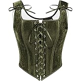 SCARLET DARKNESS Renaissance Corset Tops for Women Pirate Lace Up Overbust Velvet Bustier Bodice