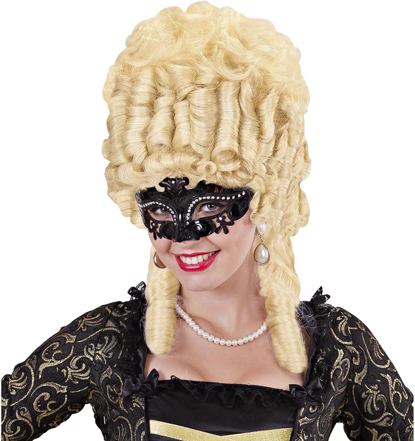 WIDMANN 11621 - Venice Mask With Glitter And Rhinestones, Adult Woman, Venetian Carnival, Eighteenth, Nineteenth Century, Black Color - Image 3