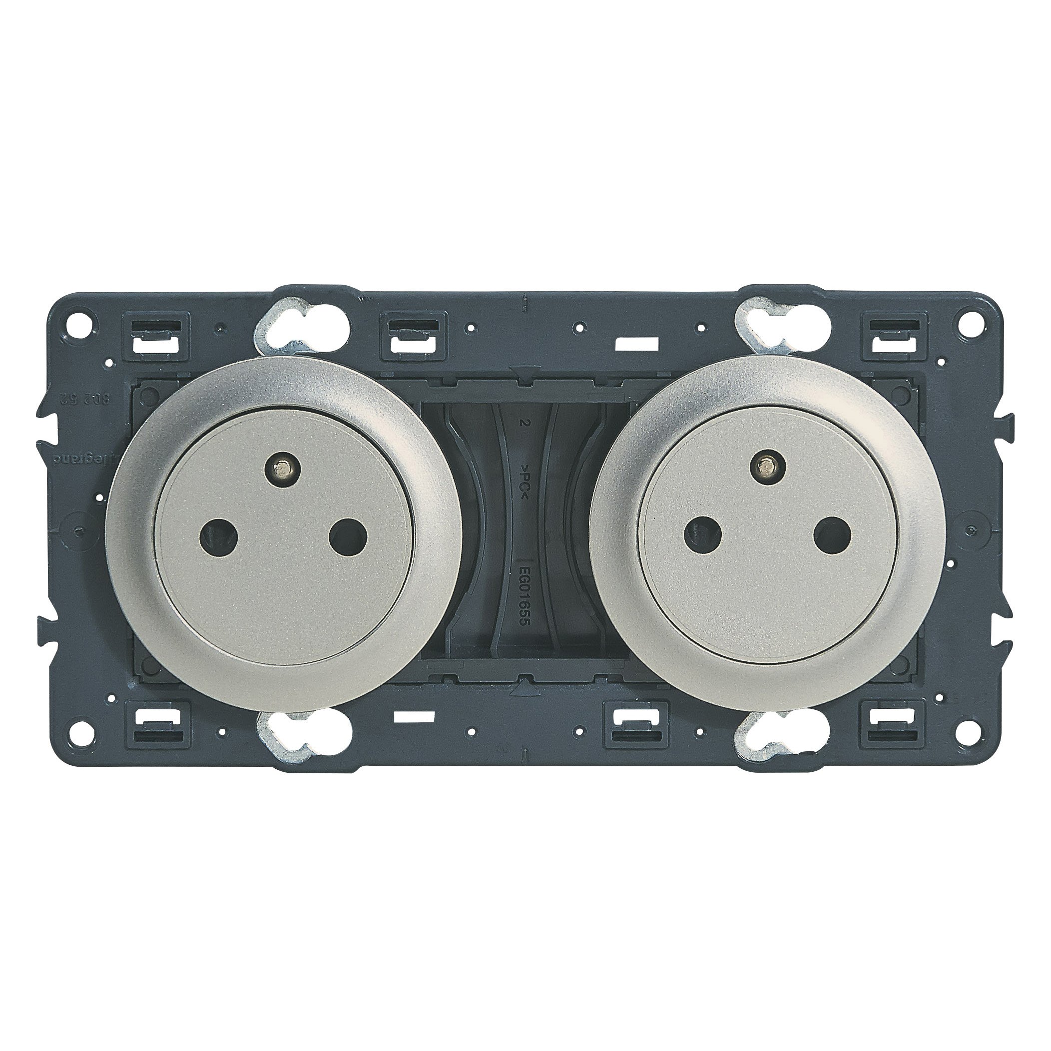 Legrand Celiane LEG99755 2P + T Double Titanium Socket with Earth Wire for Assembly