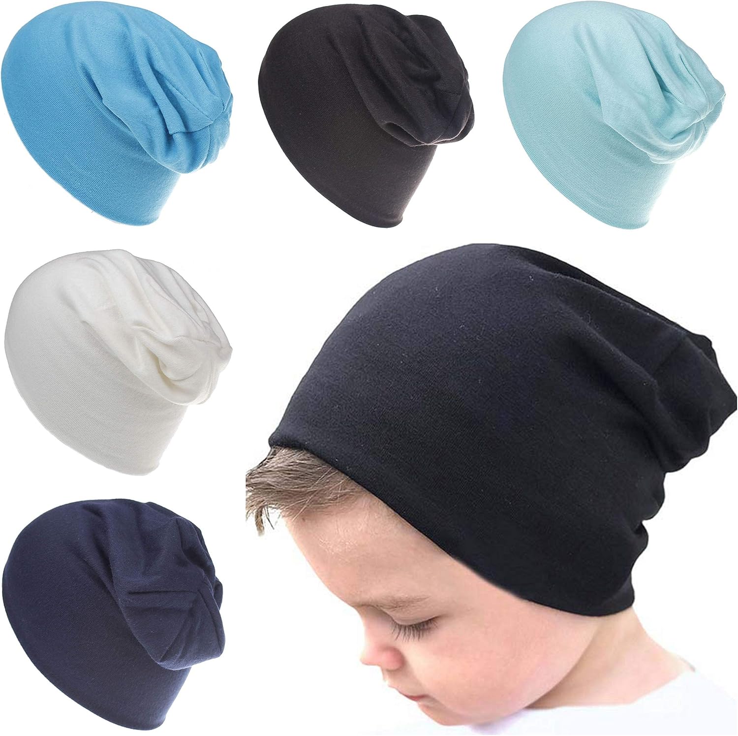 ZHW 5 Pack Baby Boy's Beanie Hats Cotton Skull Caps for Toddlers Kids Little Boys (style2): Clothing