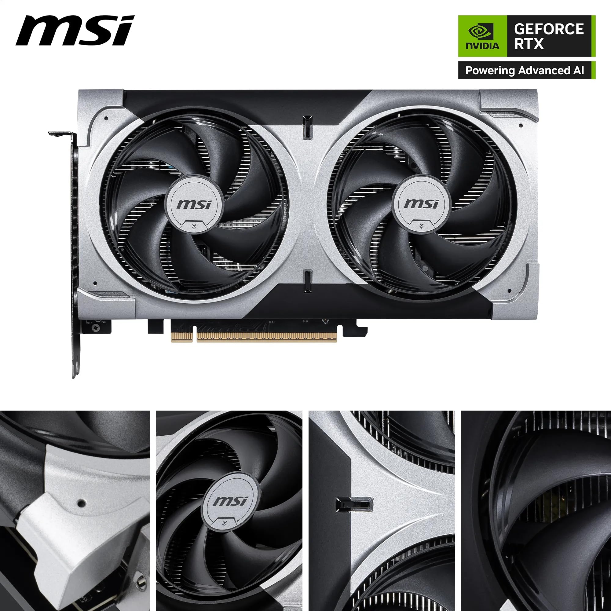 MSI GeForce RTX 5060 Ti 8G Ventus 2X OC Plus - 8GB GDDR7 (28Gbps/128-bit), PCIe 5, Boost: 2602 MHz, HDMI 2.1b, DisplayPort 2.1b, Extra Core-Pipes 2