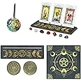Knana 11Pcs Tarot Card Holder Wooden Tarot Card Stand Moon Phase Tarot Display Tarot Accessories with Tarot Cloth Tarot Crystal Tarot Coin