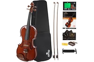 Cecilio CVN-200 Solid Wood Violin with Tuner and Lesson Book, Size 1/4