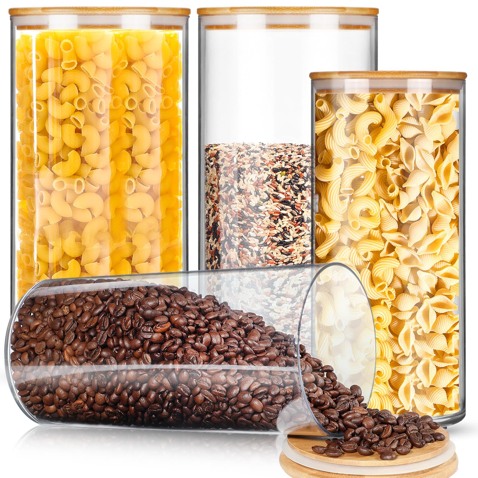 Photo 1 of **2 PIECES** Vesici 4 Pcs Large Acrylic Storage Canister 180 oz and 93 oz Jars with Bamboo Lids Clear Acrylic Canister Unbreakable Airtight Storage Jars for Kitchen, Coffee Rice Pantry Organization