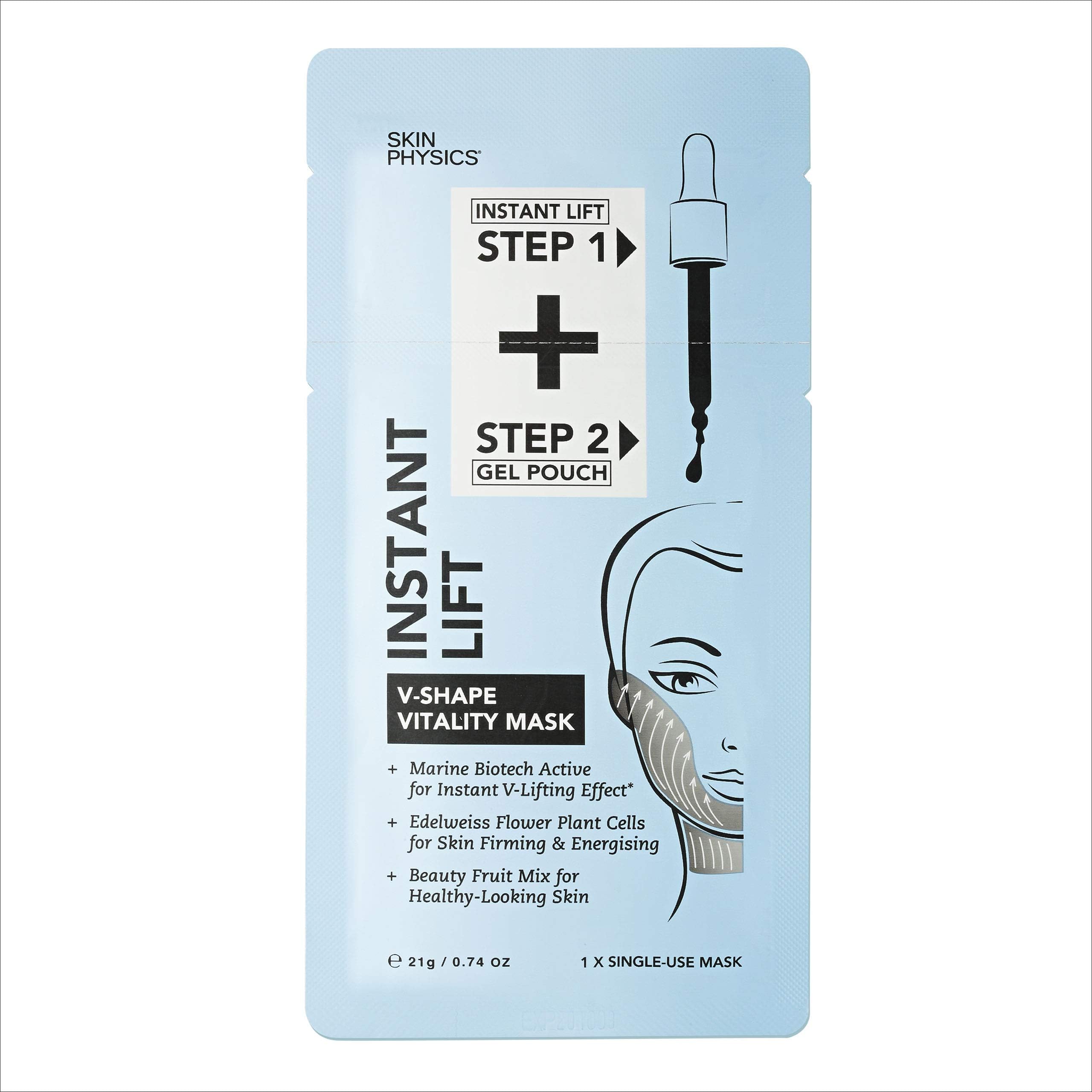 Neck & Chin Lift Mask - Anti Aging Instant Lift V-shape Vitality Mask. 2 step Luxurious At Home Facial Treatment to Firm & Tighten you Face, Neck & Jawline. Quick Mini Face Lift! 1 x Single-Use Mask