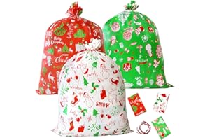 ZMCINER 3 PCS Large Christmas Gift Bags Jumbo Gift Bag Oversized Size 44” X 36” for Xmas Parties Giving, Oversize Xmas Gifts, Heavy Duty Bags, Christmas Goodie Large Bags