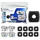 ORSDA Cat Water Fountain Pump Filters Pet Water Fountain Pump Sponges Compatible with All ORSDA/ZeePet Stainless Steel Dog and Cat Water Dispenser Black Filters Universal for All Models (8PCS)