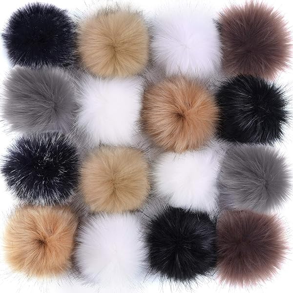Amazon.com: Coopay 16 Pieces Faux Fur Pom Pom Ball DIY Fur Pom Poms for Hats  Shoes Scarves Bag Pompoms Keychain Charms Knitting Hat Accessories (Popular  Mix Colors) : Arts, Crafts u0026 Sewing