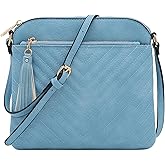 FashionPuzzle Chevron Quilted Medium Crossbody Bag with Tassel Accent