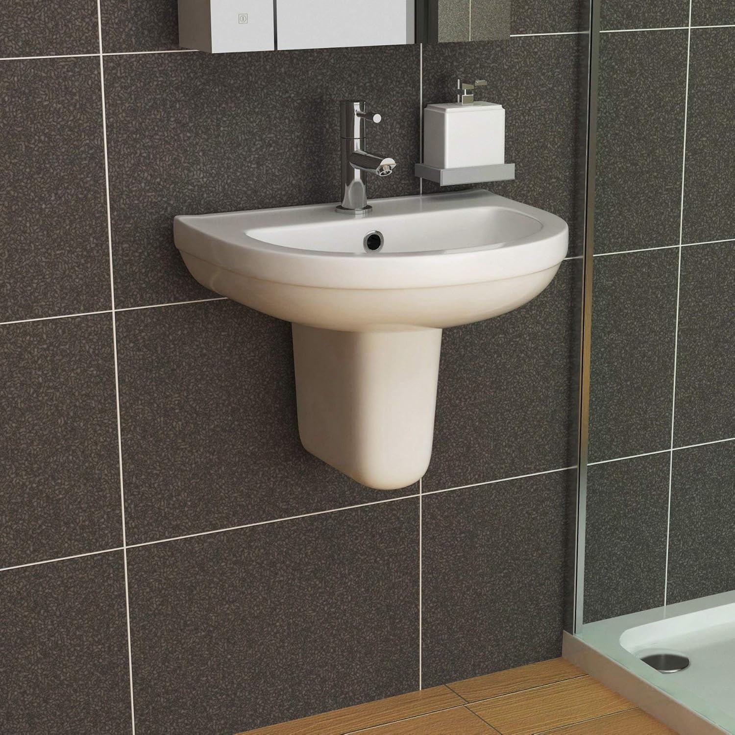Modern Bathroom Ivo Ceramic 542 X 495mm 1th Basin Sink With Semi