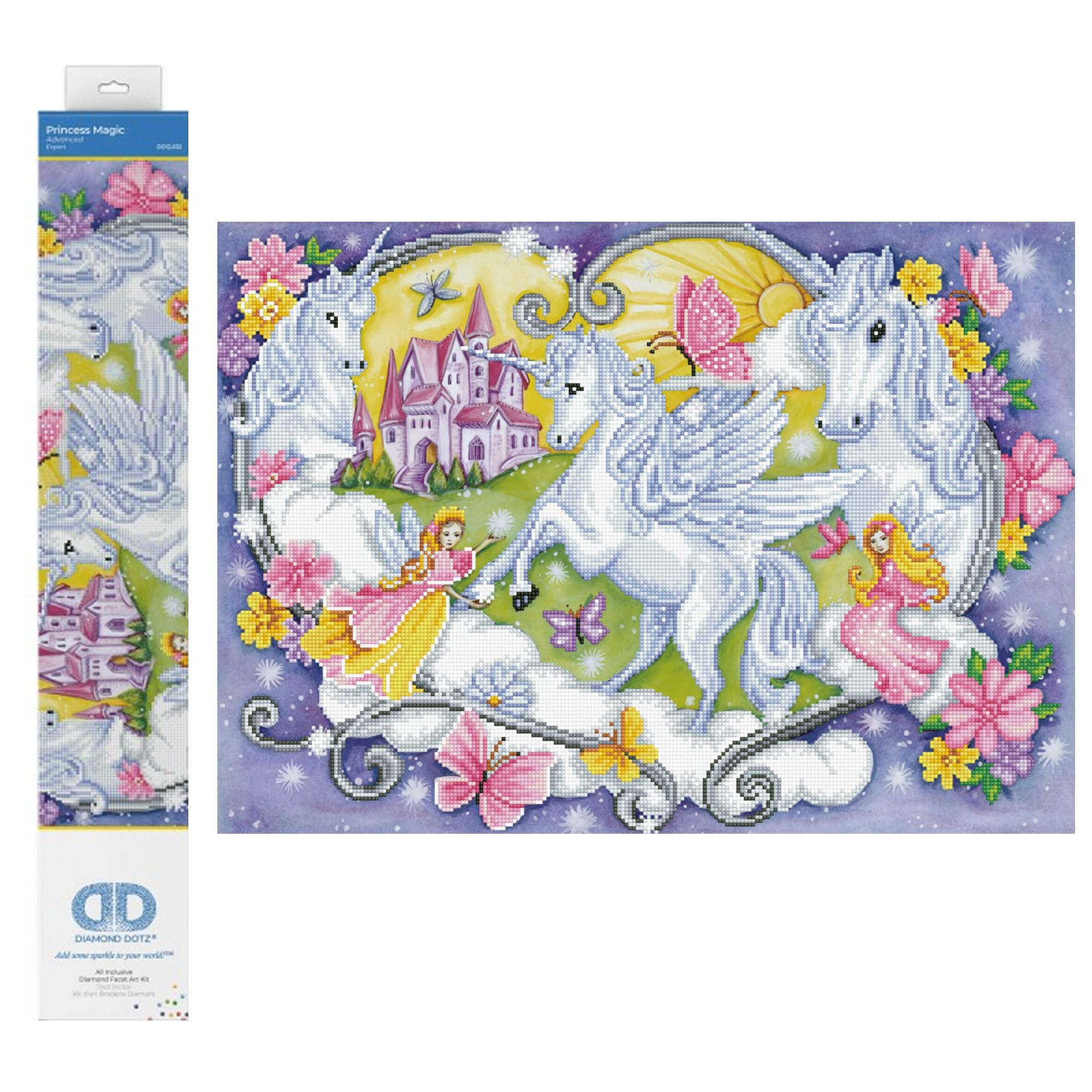 DIAMOND DOTZ Painting, Beginner Kit, Fabric, Princess Magic, 66x47cm