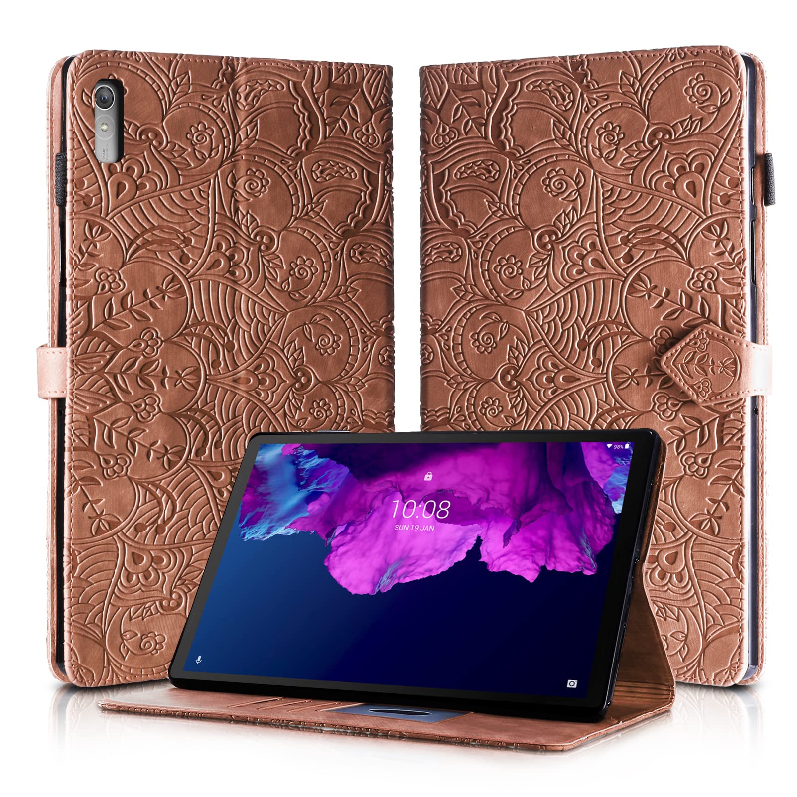 Rostsant Lenovo Tab P11 2. Generation 11.5 Inch Tablet Cover Case PU Leather Magnetic Closure Protective Card Slots Wallet for Lenovo Tab P11 2 Gen 2022 TB-132FU - Brown