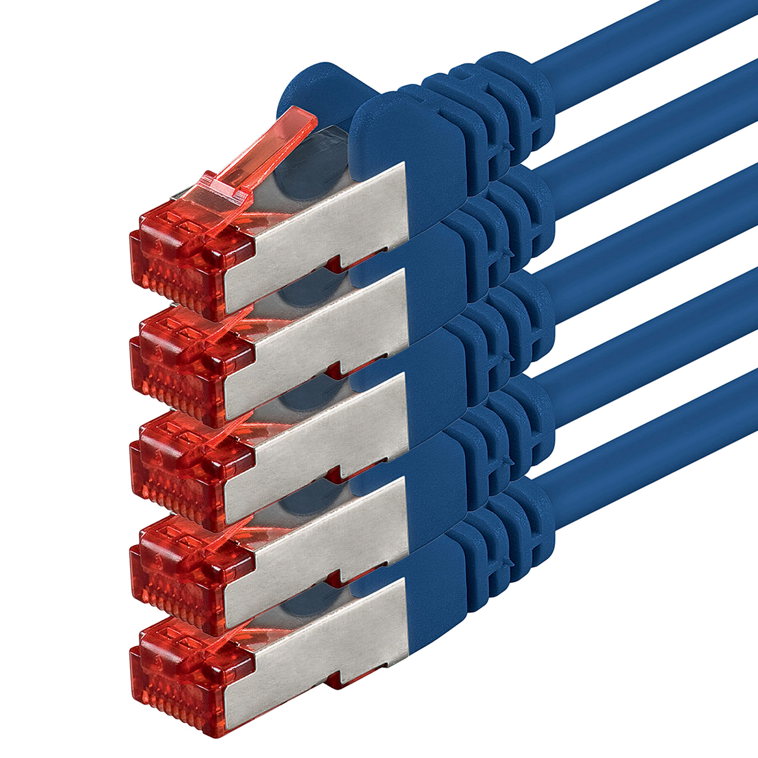 1aTTack.de 5x 10m - Cat 6 Network Cable Patch Cable Cat6 RJ45 SFTP - Blue