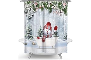 Atwqevon Christmas Shower Curtain, Funny Kids Shower Curtain Set, Shower Curtains for Bathroom, White Bathroom Shower Curtain Sets, Bathroom Curtains Shower Set for Christmas Bathroom Decor 72"X72"